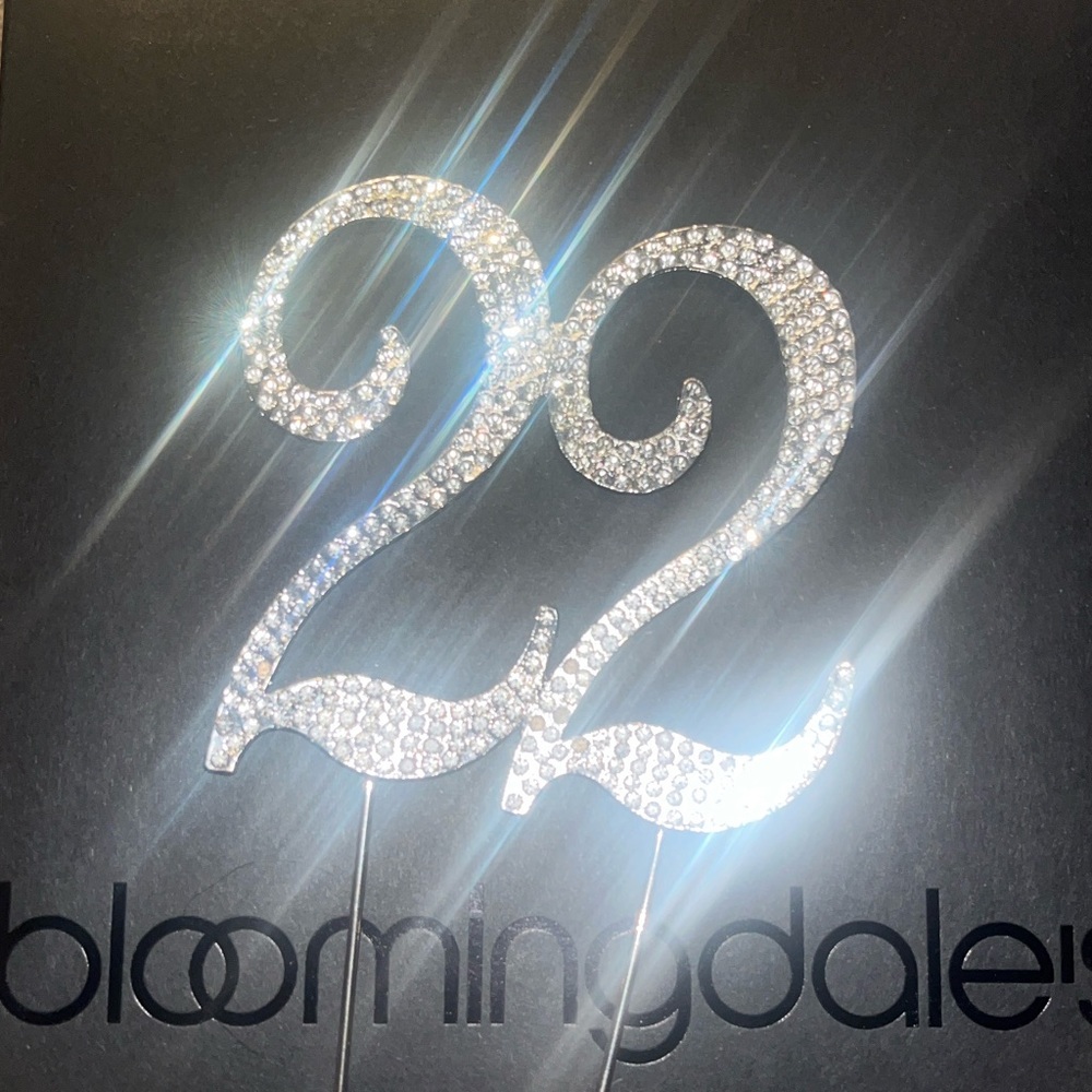 Rhinestone '22' Cake Topper - Silver Sparkle